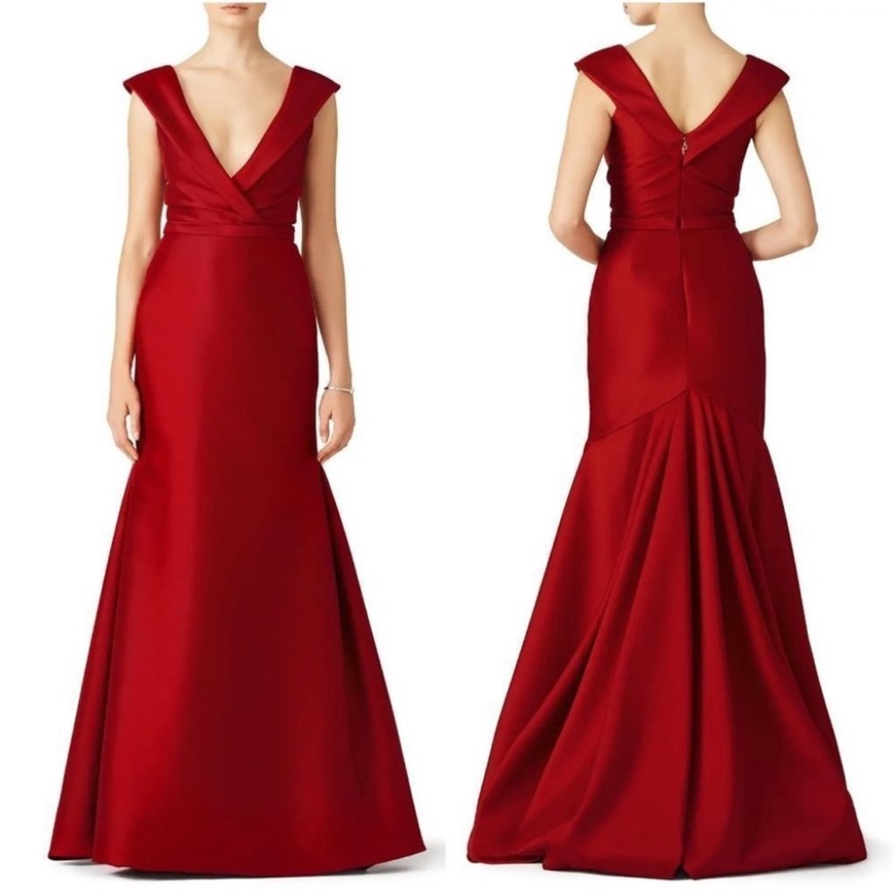 Pamella Roland Red Crimson Shine Formal Gown $860